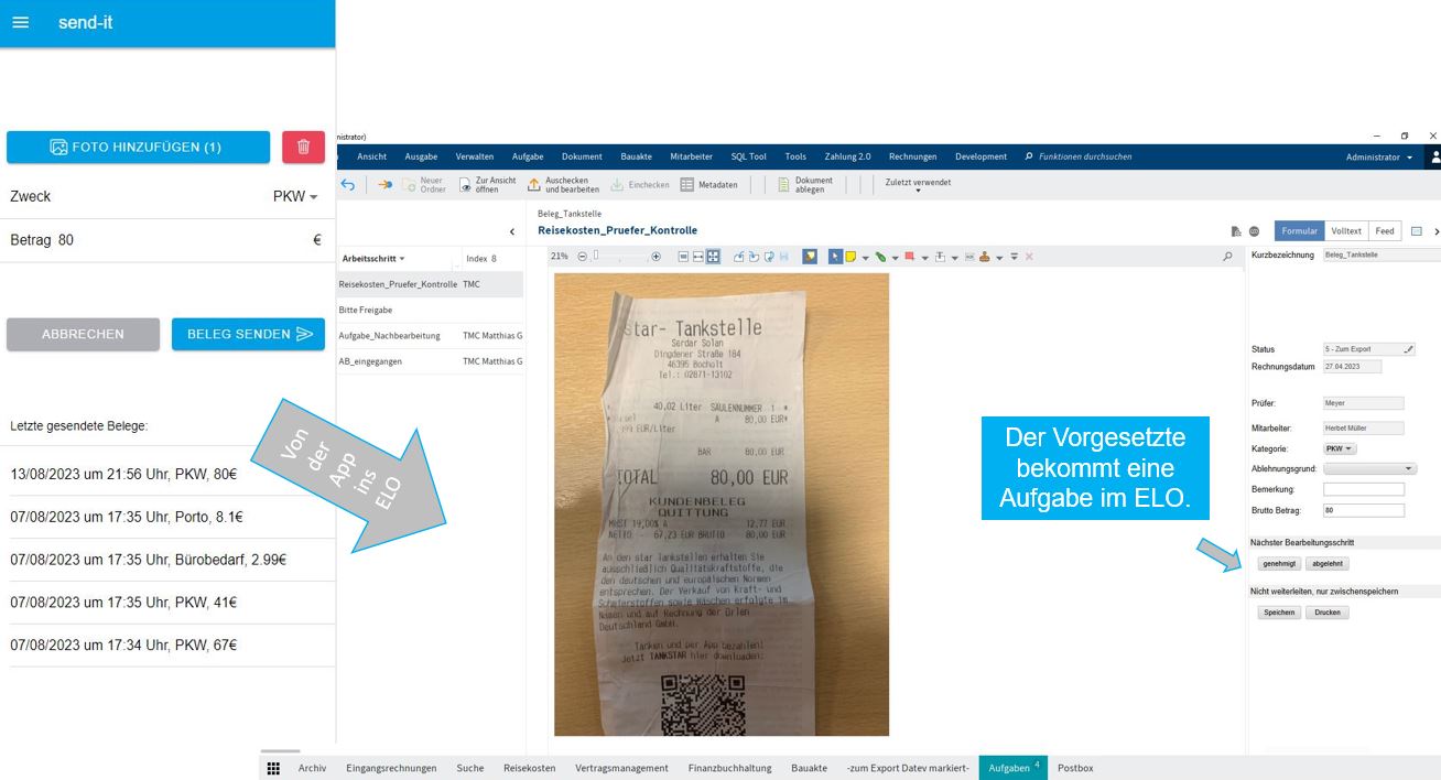 Send IT Reisekosten-App – kompatibel mit ELO